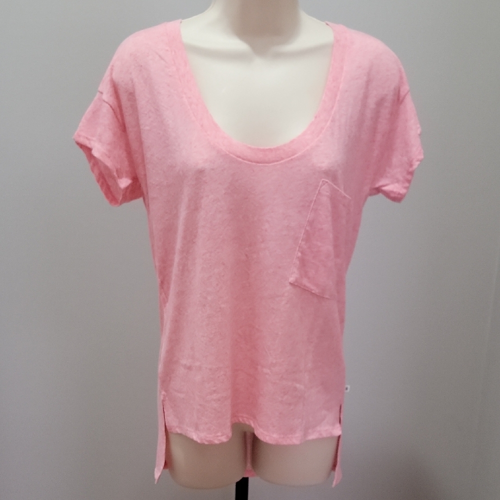 Victorias Secret Vintage Slouchy Tee High/low Hem With Pocket - Pink Sz XS